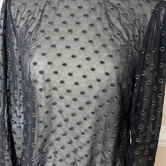 A New Day Black Gold Long Sleeve Top Sheer See Thru XS NWT - Picture 2 of 8